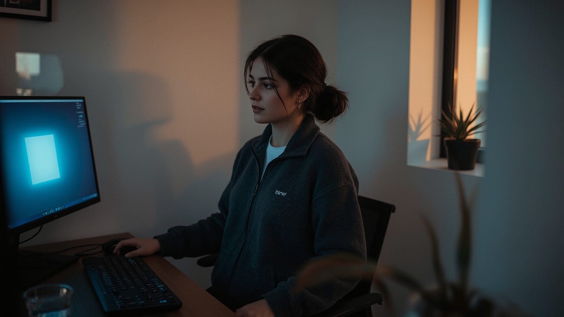 Female IT professional configuring cloud security access controls at private office workstation