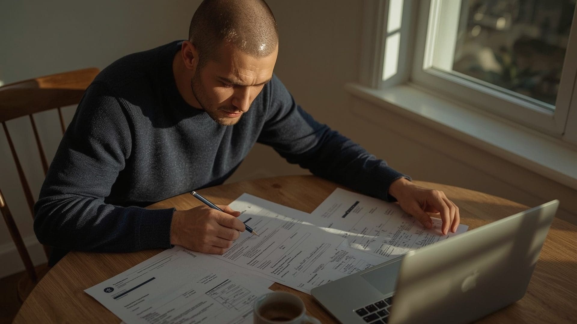 Small business owner reviewing cloud billing statements at home office desk post-migration