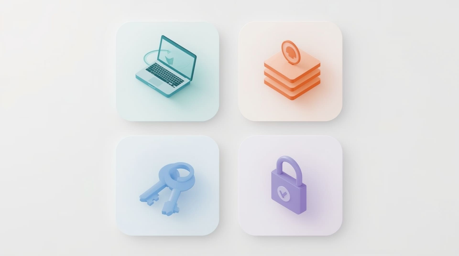 Four managed IT service categories illustrated as icons for accounting firm cybersecurity protection