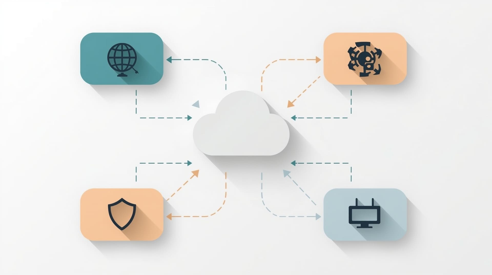 Infographic diagram showing cloud phone system components and their network connections