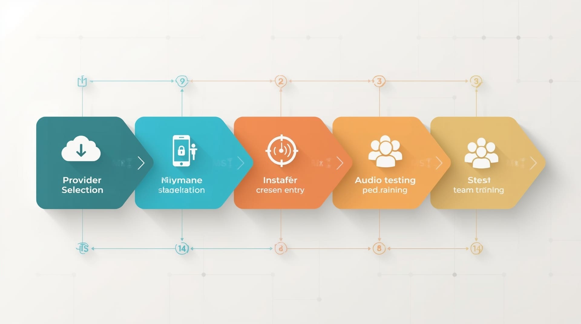 Step-by-step infographic illustrating how to set up a softphone app for a business team